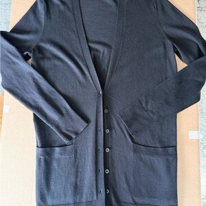 Ralph Lauren Black Long V-Neck Button Cardigan